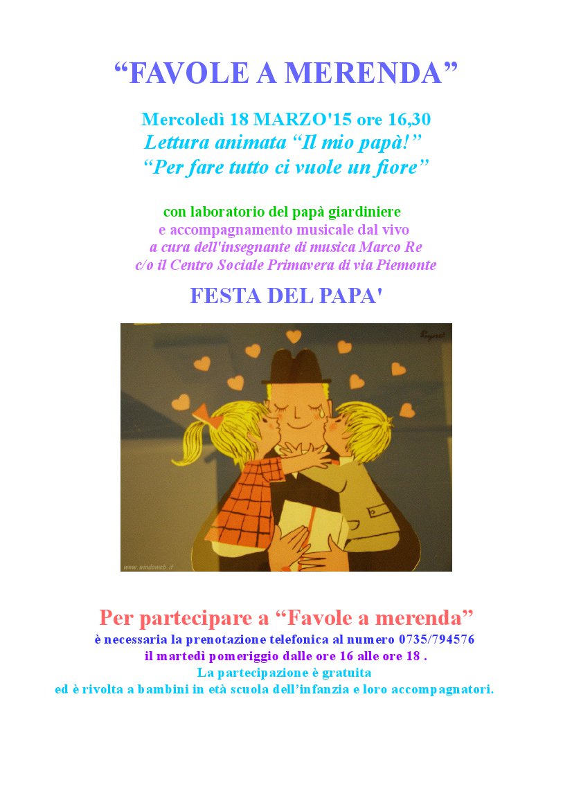 La locandina della puntata dedicata alla "Festa del Papà"  