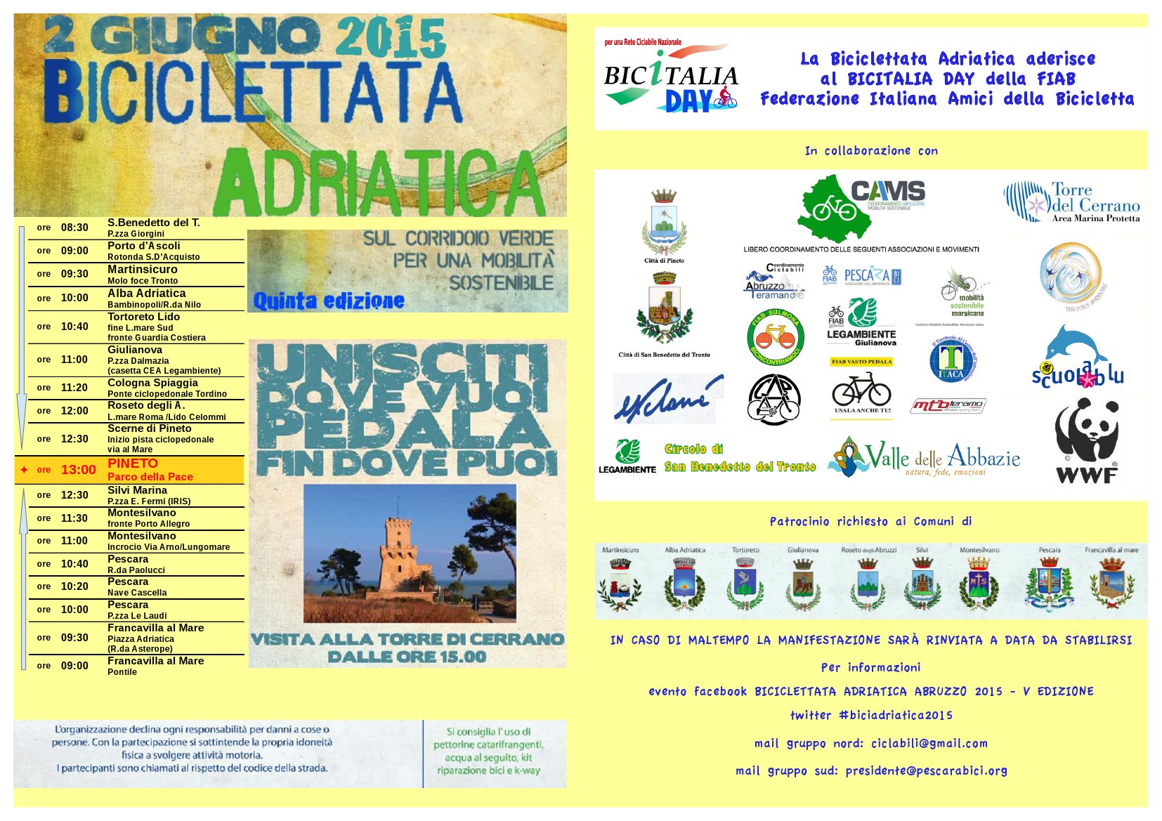 La locandina della Biciclettata Adriatica 2015 