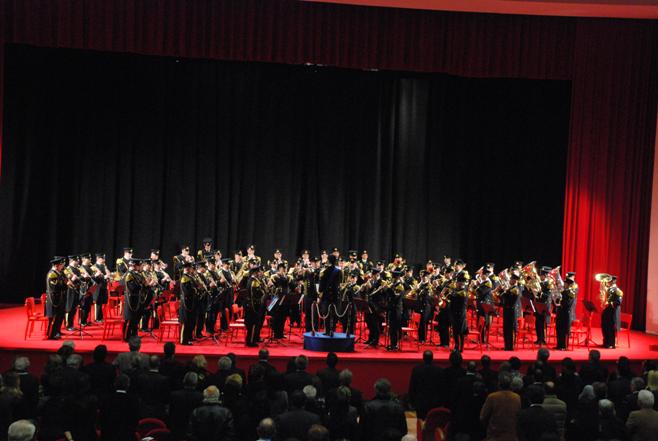 Un momento dell'esibizione della della Banda della Marina Militare